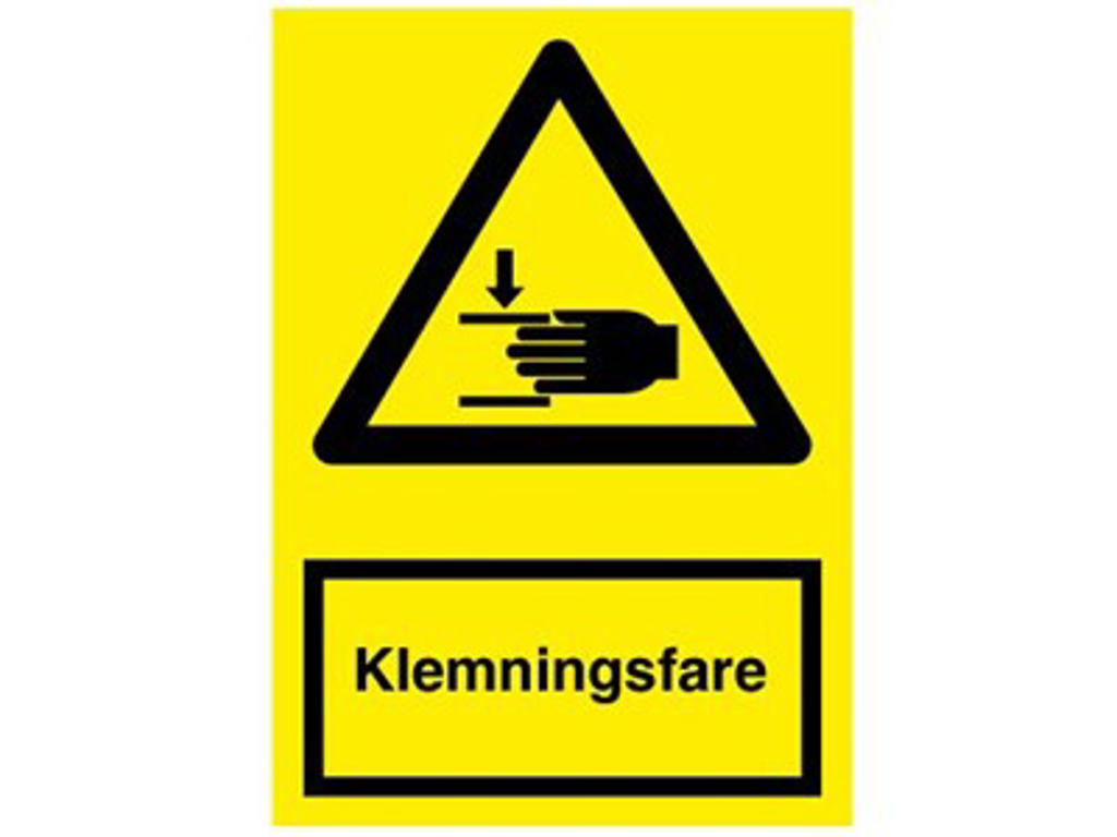 Skilt "Klemningsfare" Plast 210x297 mm