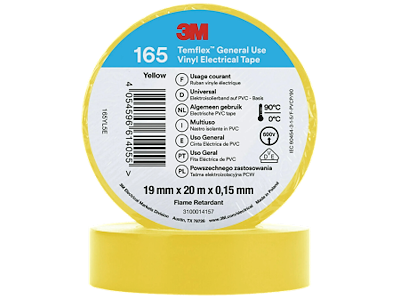 Tape 19mm x 20 mtr Vinyl 3M 165 Gul