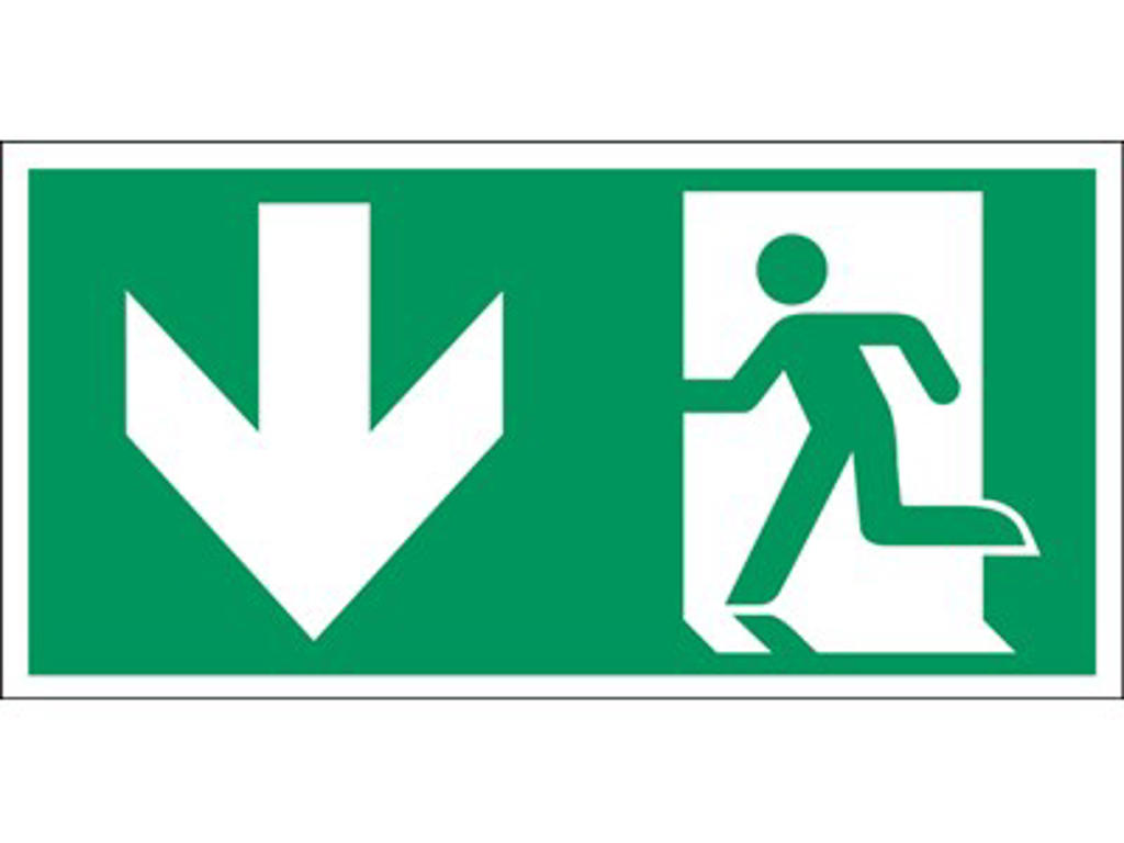 Skilt mand ned nødudgang
