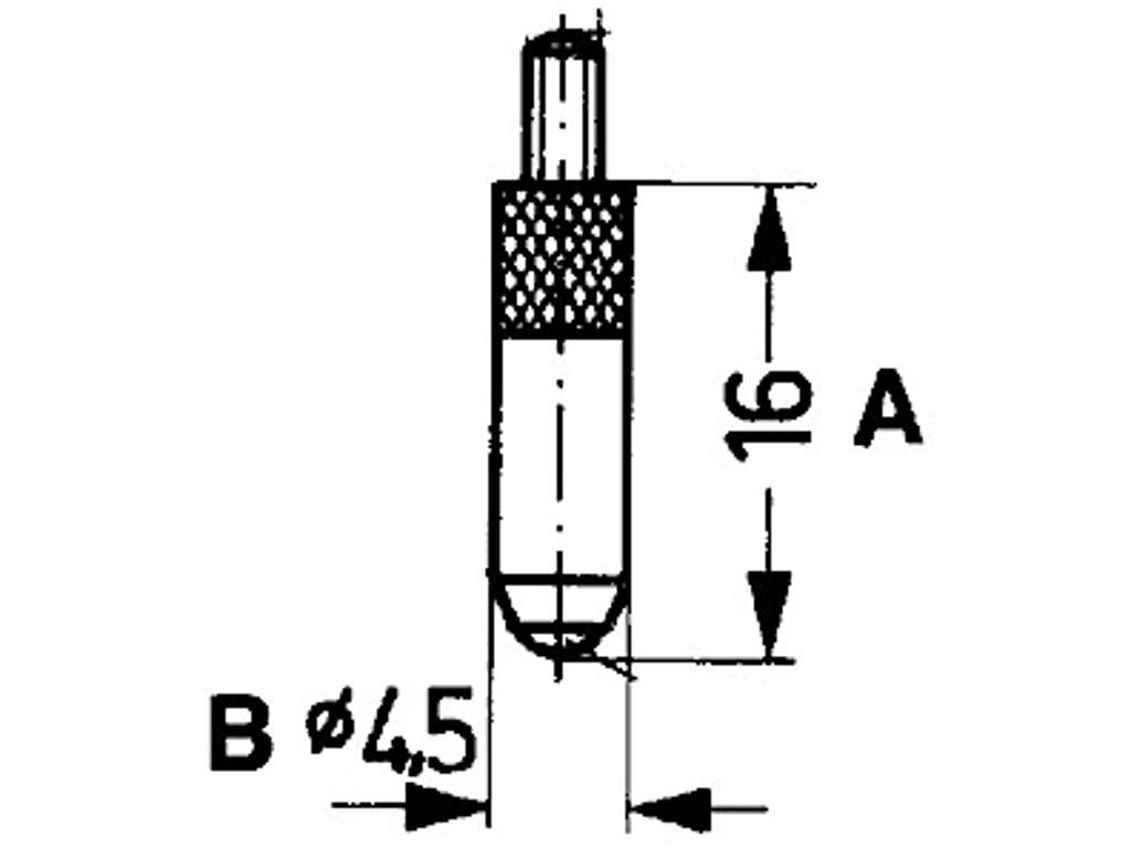 Spids halvrund til indikatorur 16 mm