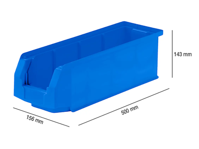 Lagerkasse SSI 500x156x143mm blå plast