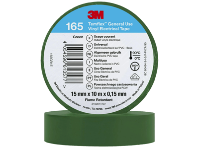 Tape 15mm x 10 mtr Vinyl 3M 165 Grøn