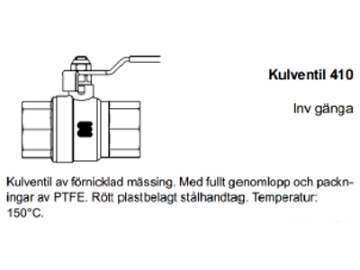 Kuglehane 1/1" 50bar 370F RIV fuldboret