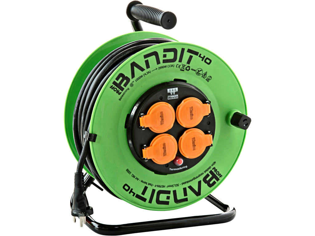 Kabeltromle 40 mtr Bandit m/fast kerne 