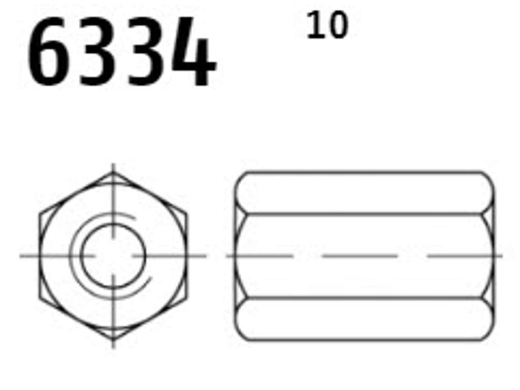 Stålmøtrik Høj M10x30mm Sort