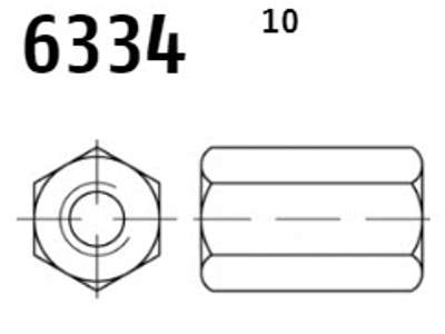 Stålmøtrik Høj M10x30mm Sort