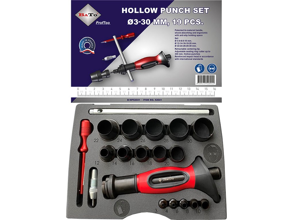 Huggepibesæt 3-30mm m/passer Bato