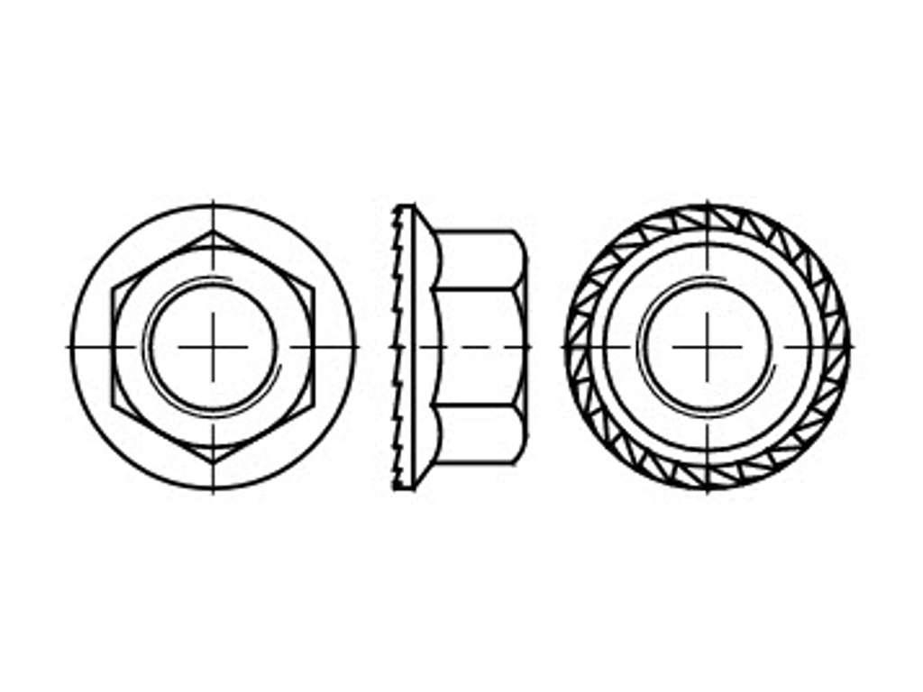 Flangemøtrik M6 A2 DIN6923 Fortandet