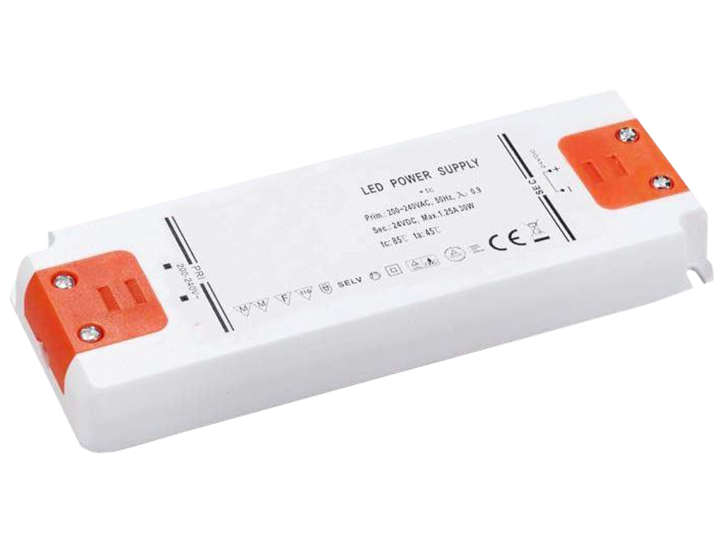 Strømforsyning 230V AC/24V DC 30W t/mask