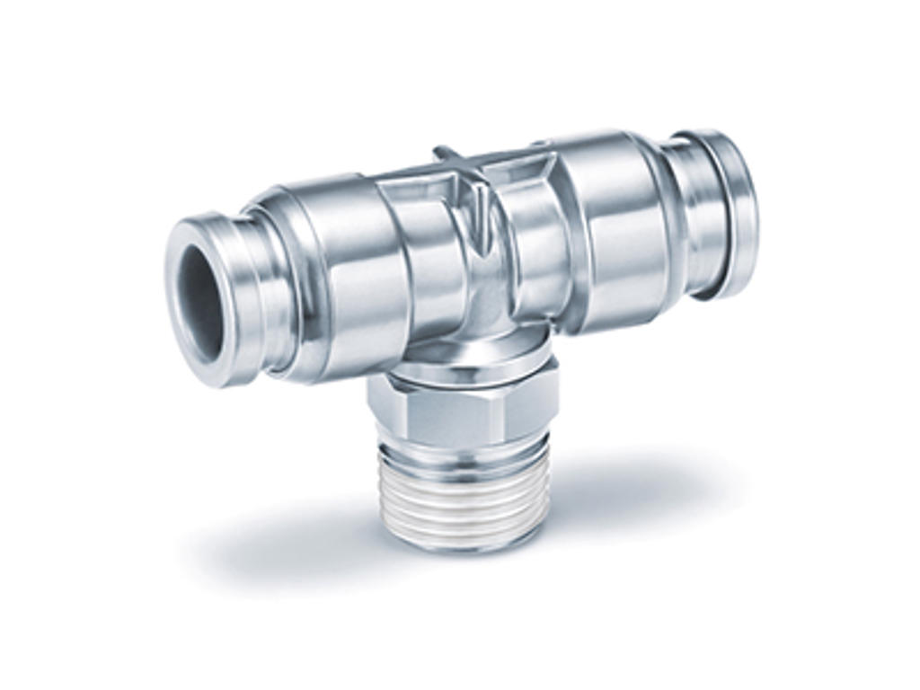 Luftfittings 6x1/8 Tee  rustfri gev ned