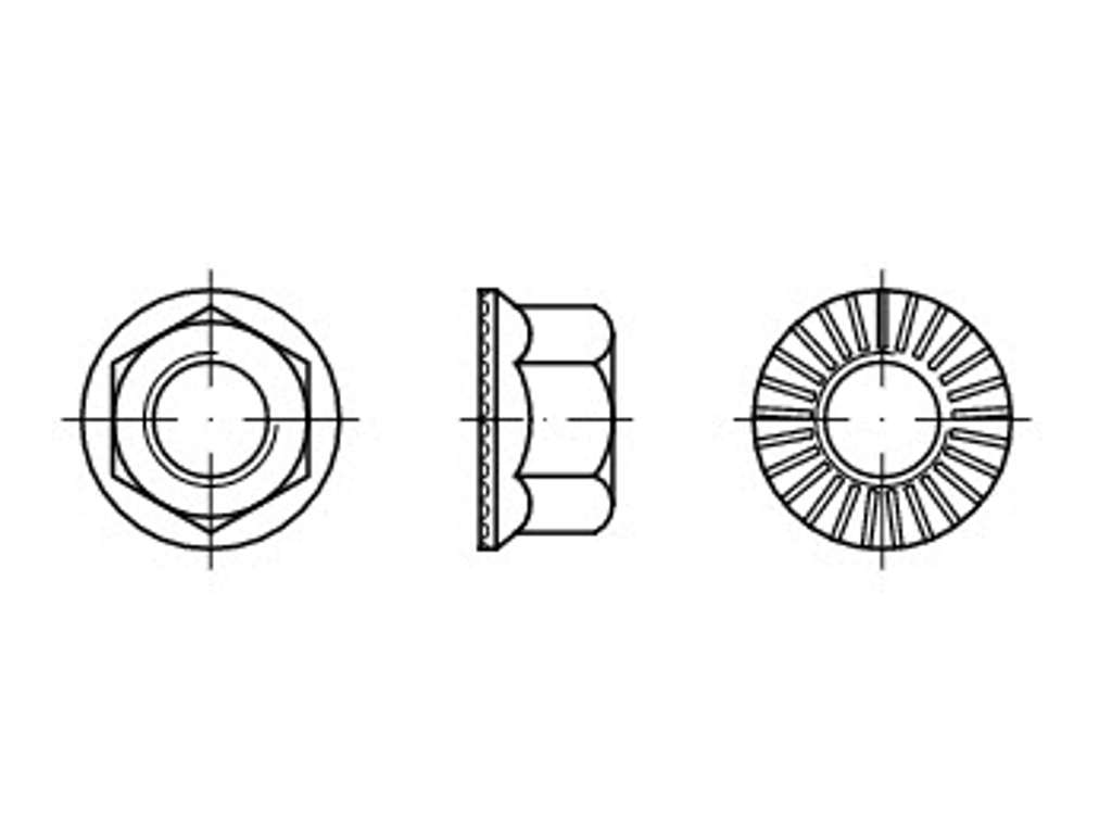 Flangemøtrik M16 FZB 10.9 riflet (RIPP)