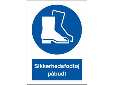 Sikkerhedsfodtøj påbudt Plastskilt A3