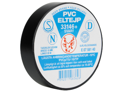 Tape 19mm x 20 mtr PVC Sort