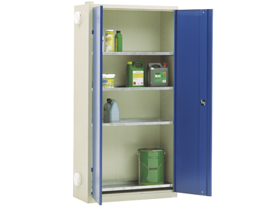 Kemikalieskab KS-1 med 4 galv. hylder