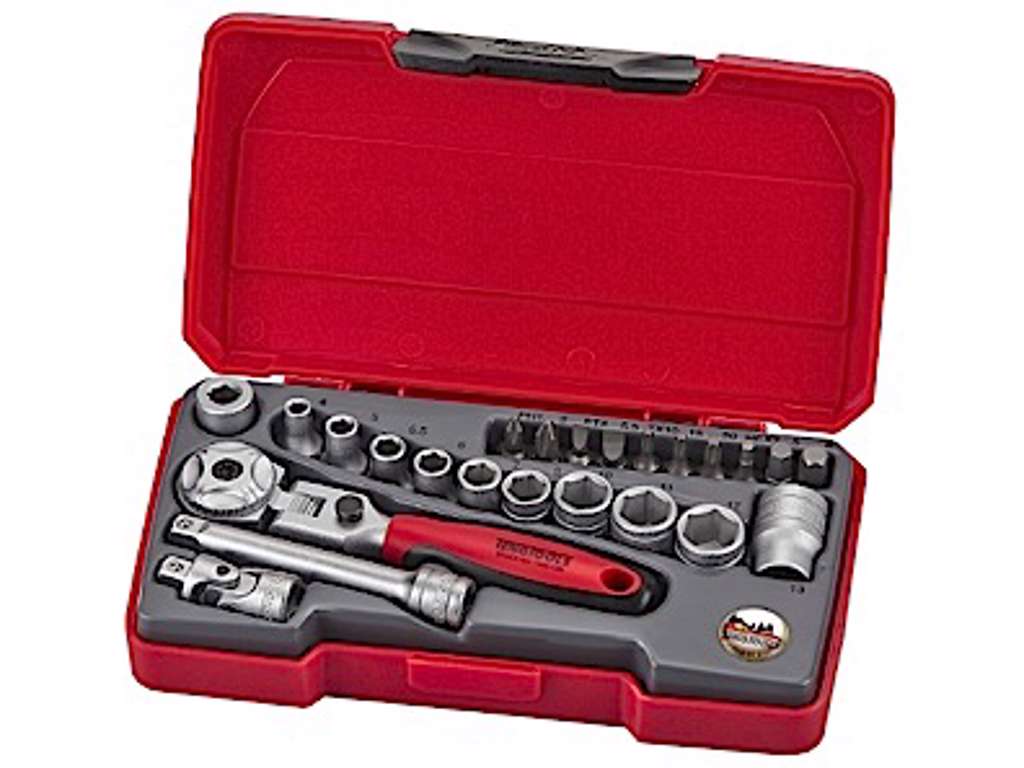 Topnøglesæt 1/4 T1424S m/flex skralde