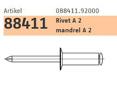 Blindnitte 5,0x16 A2 US. hoved (500)