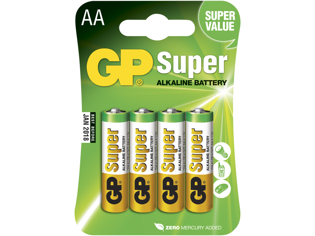 Batteri AA GP Super Alkaline 4 stk.
