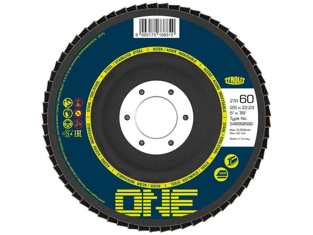 Lamelslibeskive Ø115 - Tyrolit 27A ONE