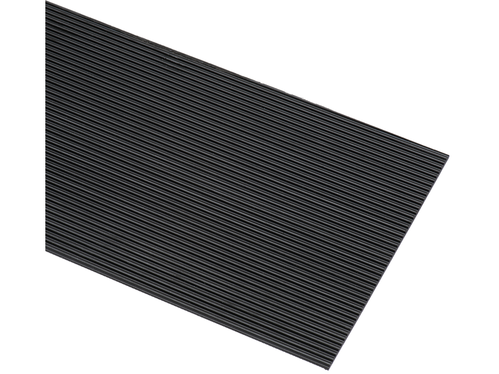 Gummiløber sort finriflet 3mm 1,25x10mtr
