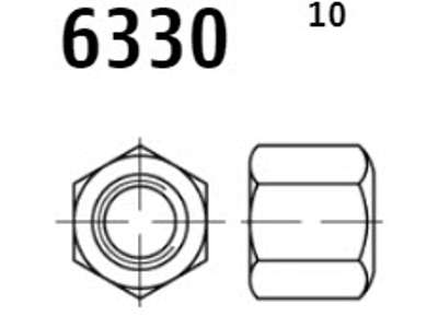 Stålmøtrik Høj M10x15mm Sort