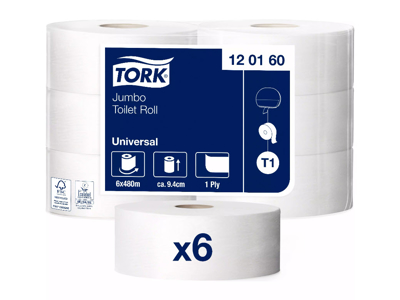 Toiletpapir 1 lag Jumbo T1 120160 (6rl)