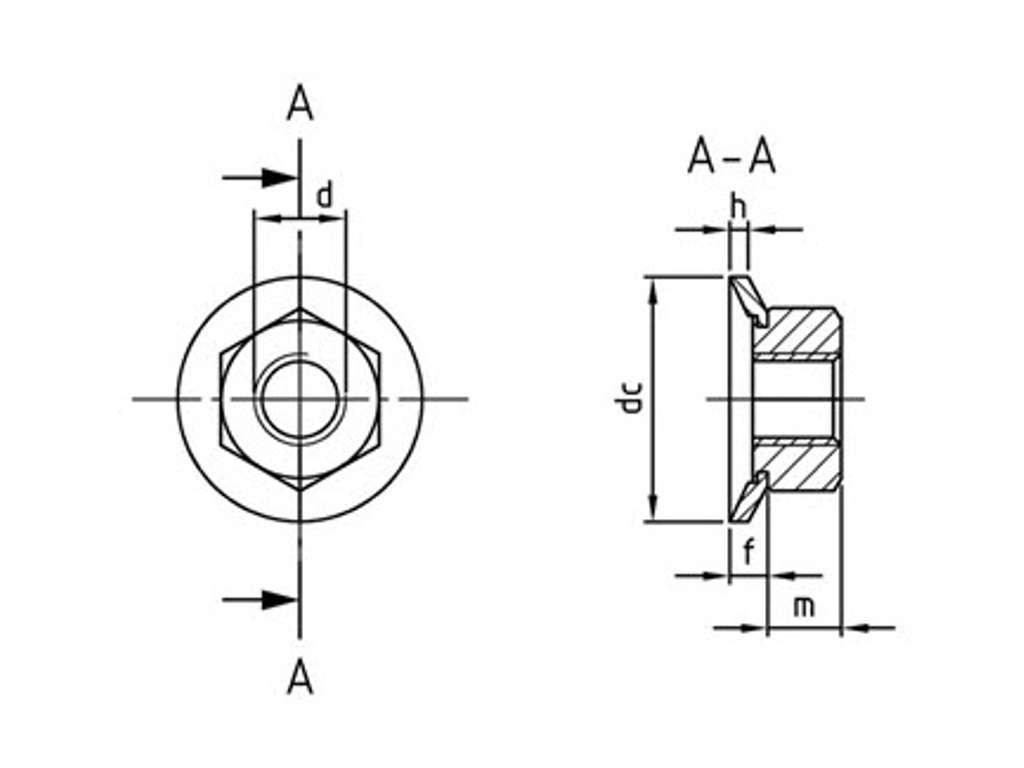Flangemøtrik M6 A2 m/løs flange