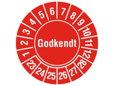 Kalibreringsmærke Rød, rund "Godkendt"