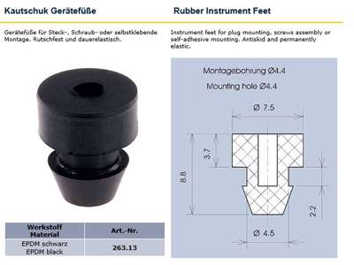 Gummifod Ø7,5 x 8,5mm EPDM