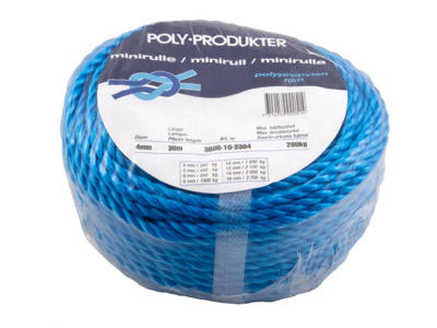 Tov blå 3 slået  4mm, 30mtr