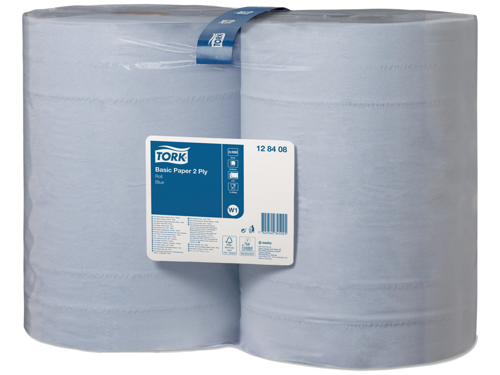 Papir 2-lags blå 38cm × 340m Tork