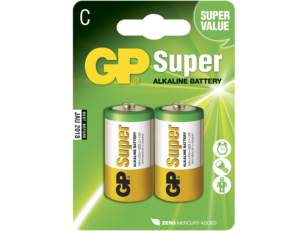 Batteri C LR14 GP Super Alkaline 2 stk.