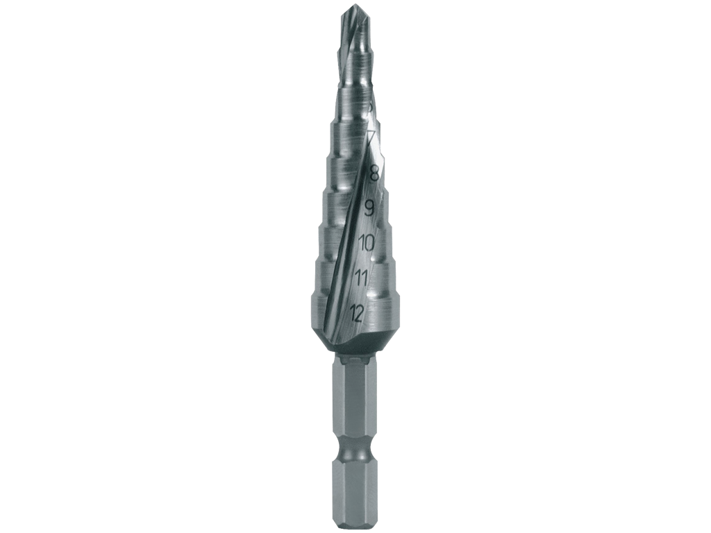 Trappebor 4-12mm HSS m. 1/4" bits