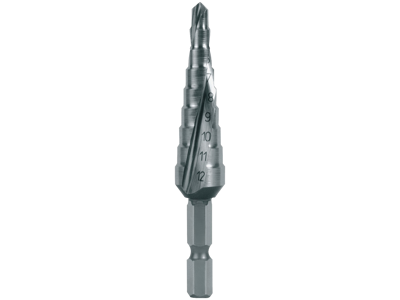Trappebor 4-12mm HSS m. 1/4" bits