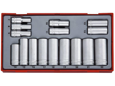Topsæt 3/8" TT3816 lange 7-22mm
