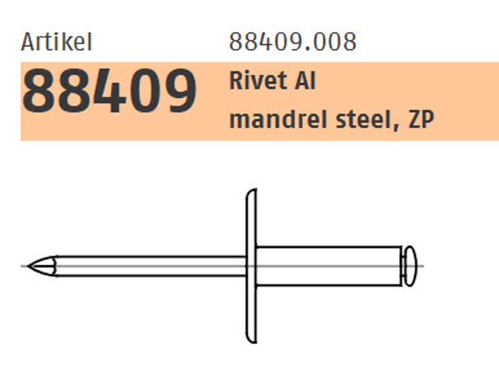 Blindnitte 4,8x20 AL/ST Stor hoved (250)