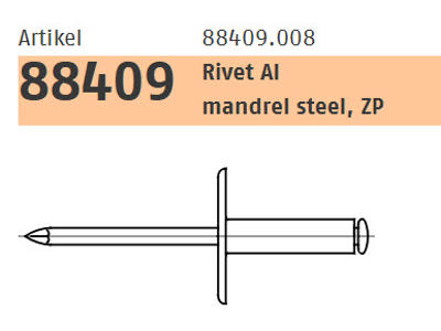 Blindnitte Aluminium/Stål FZB - Stort hoved