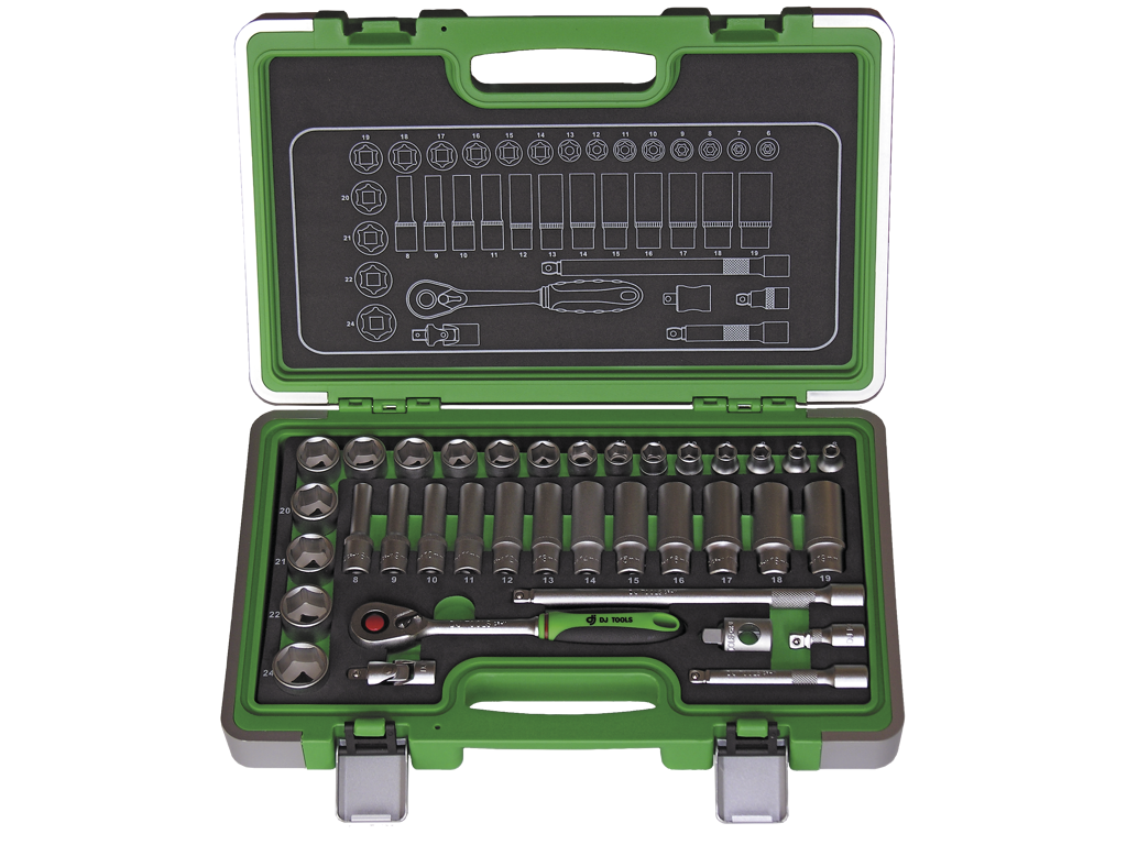 Topnøglesæt 3/8" 6-24mm DJ Tools