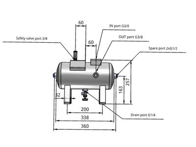 SMC VBAT05AF-SV-Q tryktank 5 ltr. 3/8"RG