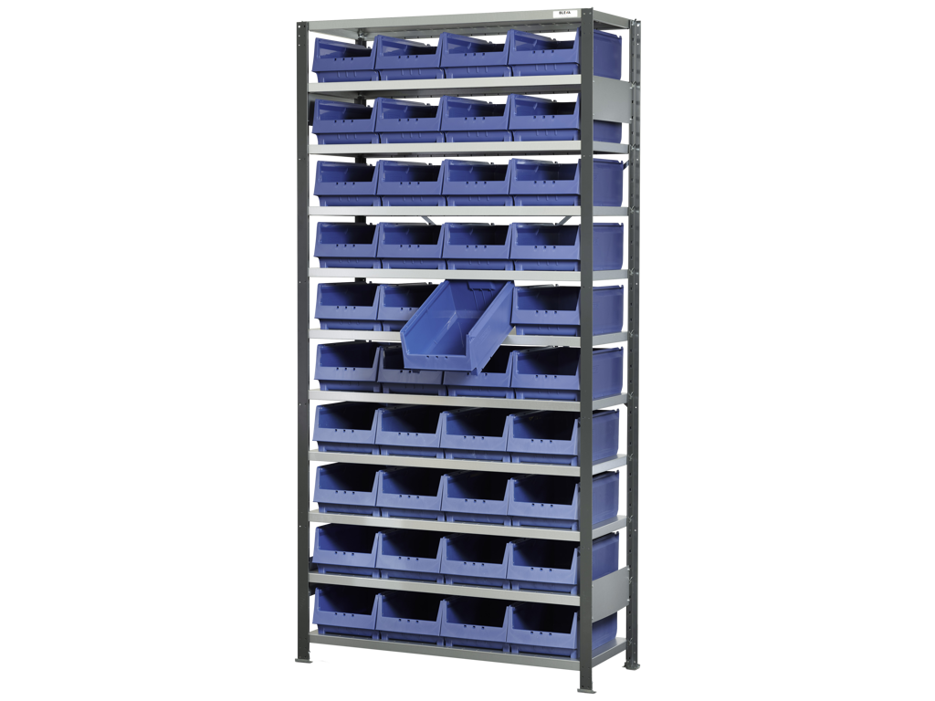 Reol inkl. 40 kasser blå 3068 Bleva