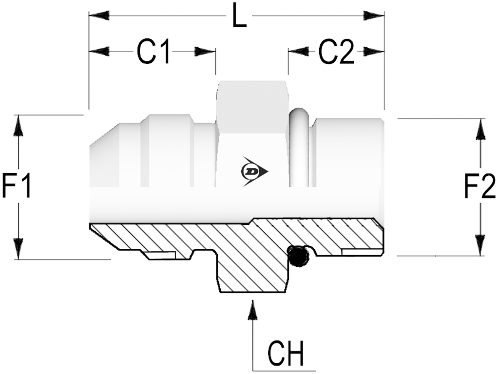 M-16-3/4" UNF Lige indskruning