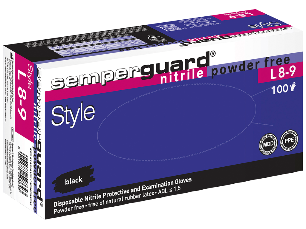 Nitrilhandske Pudderfri - SemperGuard Sort