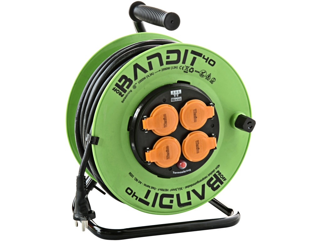 Kabeltromle 40 mtr Bandit m/fast kerne 