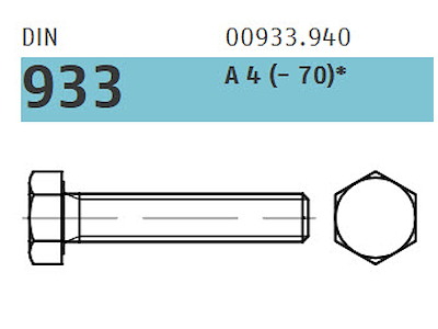 Stålsætskrue M18x60 A4-70 DIN933
