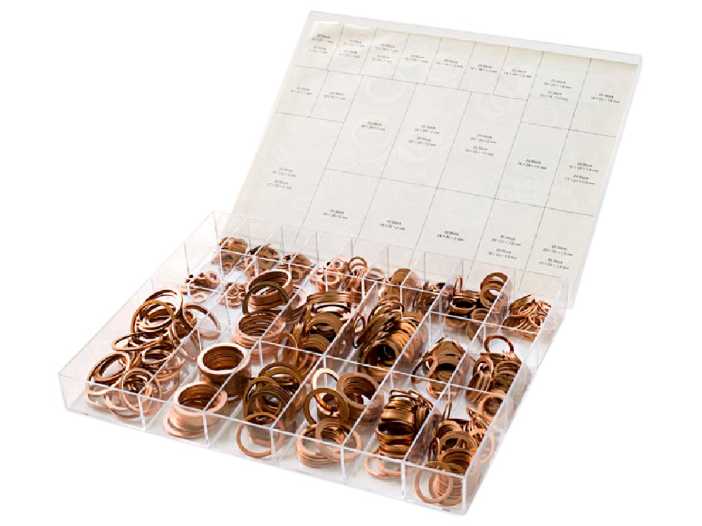 Kobberskivesortiment tomme/mm 30 str.