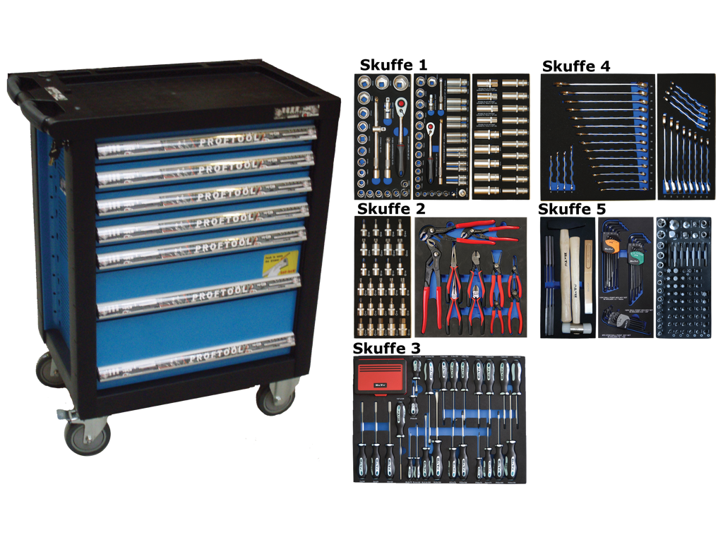 Værktøjsvogn 9137 med ass. værktøj Bato