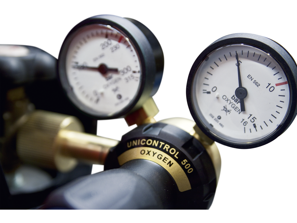 Manometer Oxygen 0-16bar 1/4" RG nedad