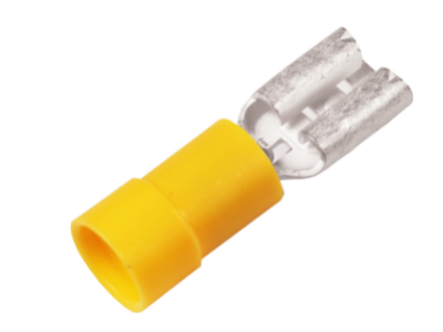 Kabelsko gul hun flad 6,3mm (50stk)