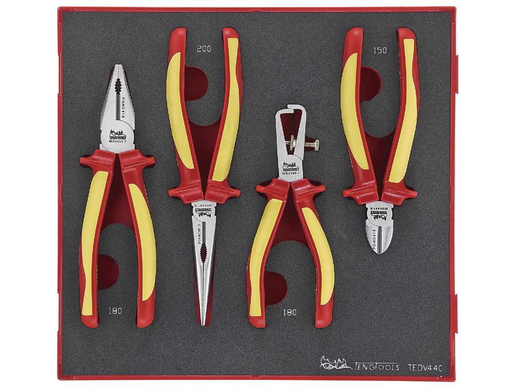 Tangsæt TEDV440, isoleret 1000V 4-dele Tengtools