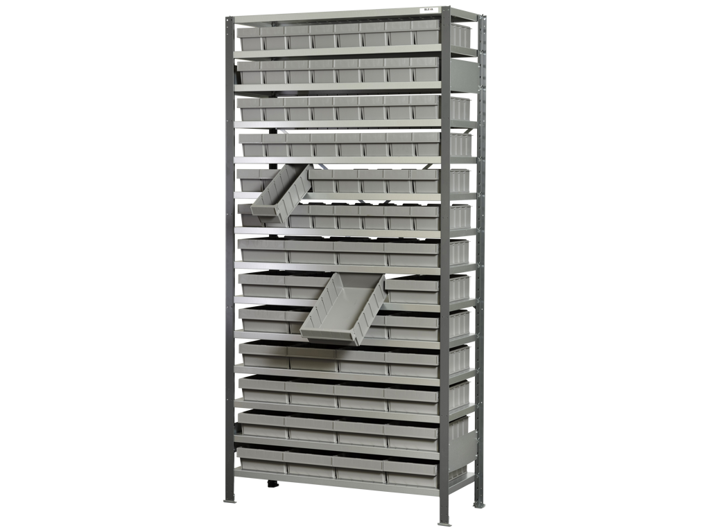 Reol inkl. 76  kasser grå