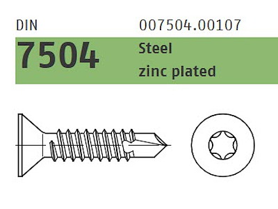 Lynskrue m/borspids undersænket m/torx-kærv FZB